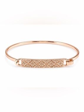 Vintage Rose Gold Engraved Filigree Bangle Bracelet